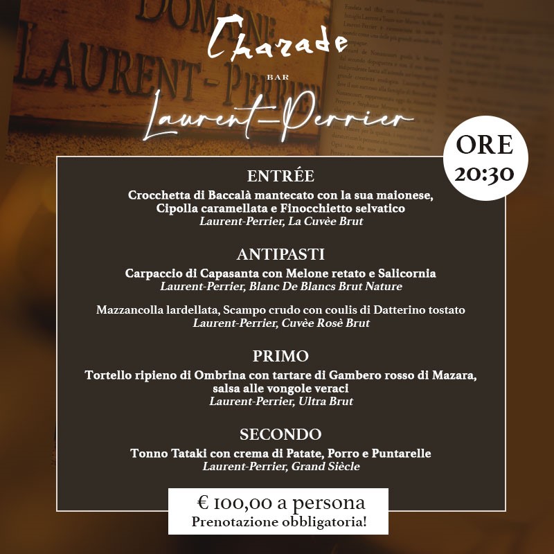 locandina della cena con lo champagne hotel De' Ricci