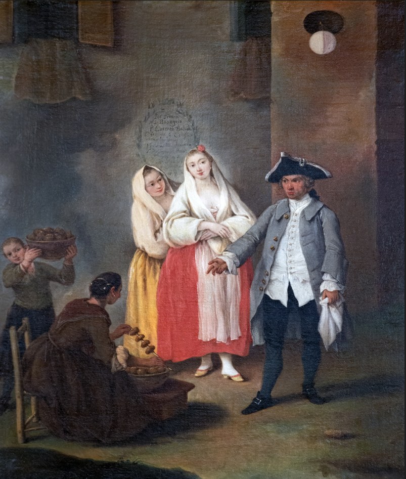La venditrice di frittelle, Pietro Longhi, opera conservata a Ca' Rezzonico, Venezia