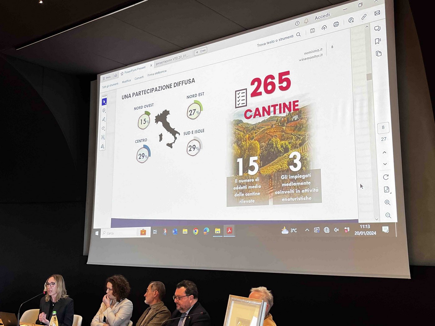 Nomisma Wine monitor una slide della presentazione