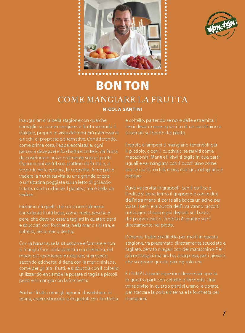 Bon ton di Nicola Santini Come si mangia e si serve la frutta 