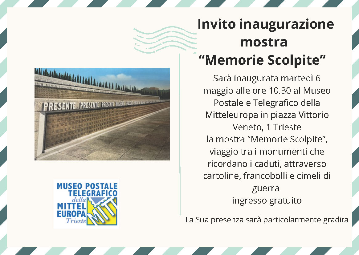 cartolina invito della mostra Memorie scolpite